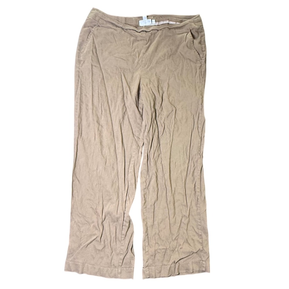 Chico's Women's Pants Size 3R 16R Brown Linen Blend Comfort Casual Career